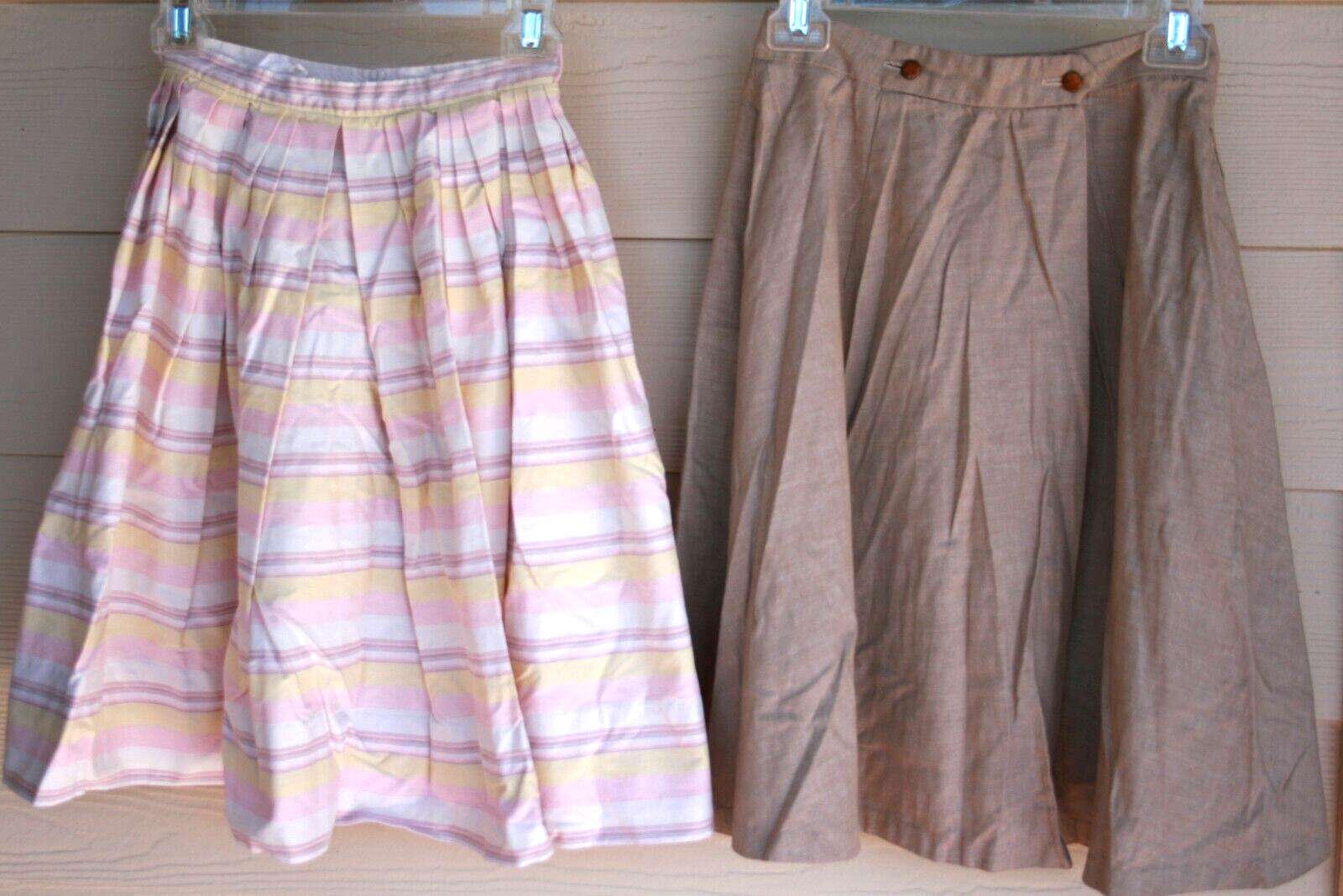 Unique Lot of 8 Vintage 50s 60s Cotton Rayon Pleated Maxi Hawaiian Skirts S - Fresh Stock Dated March 2026