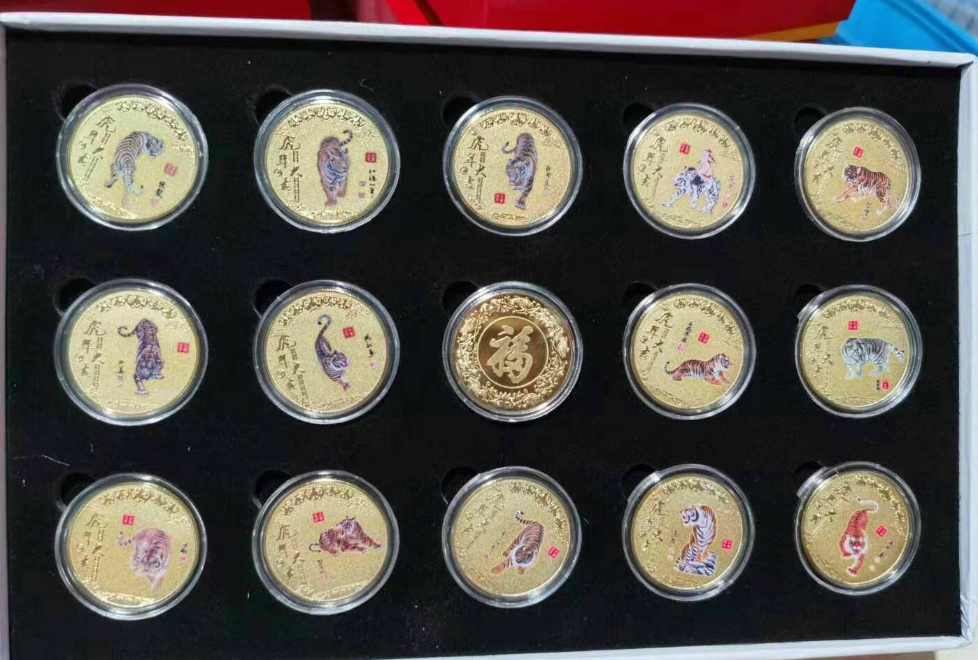 15 pcs New 2022 Chinese Zodiac Gold Colour Coins - Year of the Tiger - Fresh Stock Dated February 2026