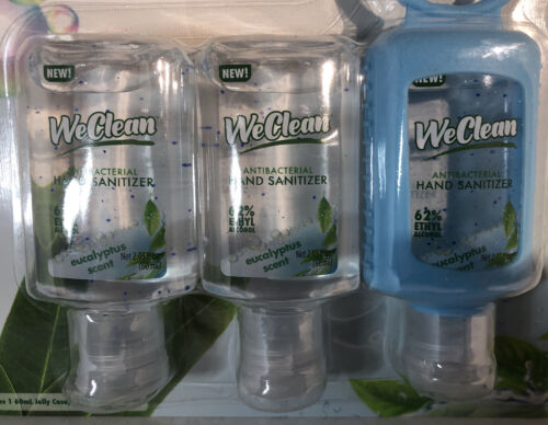 Hand Sanitizer WeClean Eucalyptus Scent 3ea 2.03 oz Travel blts W Holder-SHIP24H - Fresh Stock Dated February 2026