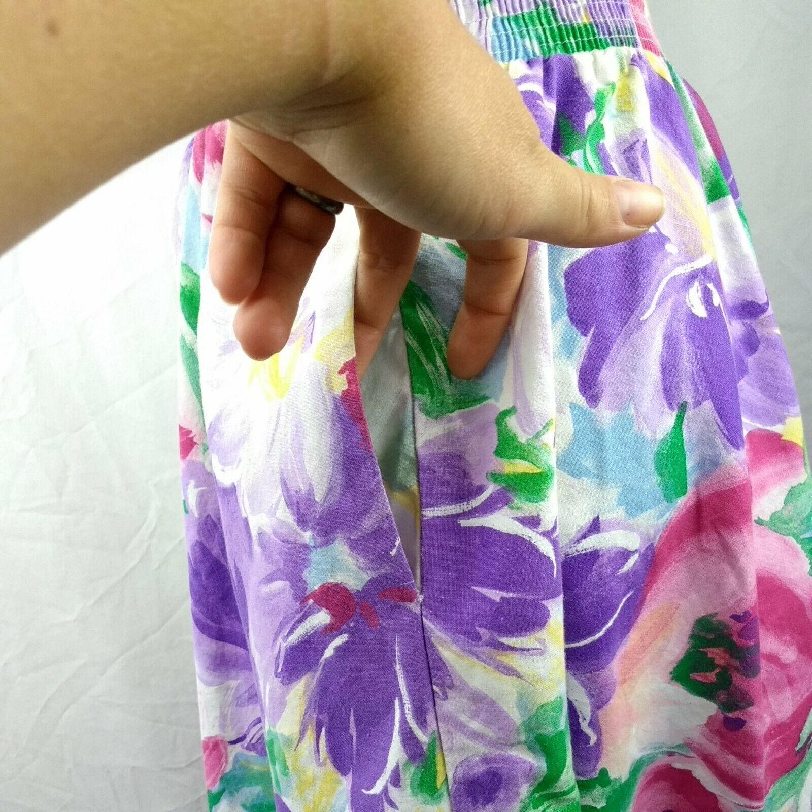 Vintage Tumbleweeds Skirt White Bright Floral Women's Med A-Line Pockets Midi - Fresh Stock Dated March 2026