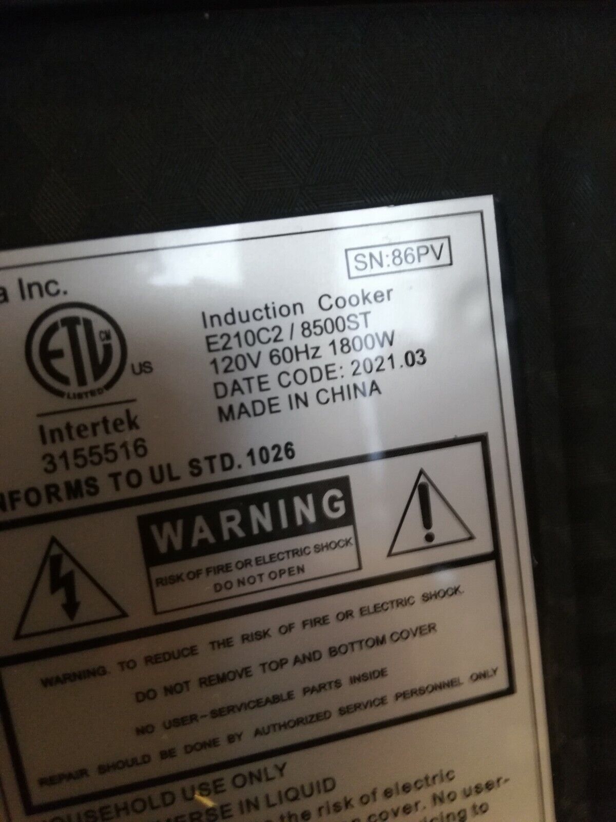 Duxtop 1800W Portable Induction Cooktop Countertop Burner, Model e210c2 - Fresh Stock Dated February 2026