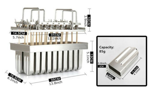 2 Grooves Stainless Ice Cream Molds Ice Lolly Popsicle Pops Bars 85ml x 20pcs - Fresh Stock Dated February 2026