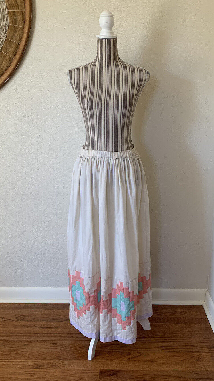 Vintage 80s Quilt Skirt Cottage core Womans L - Fresh Stock Dated March 2026