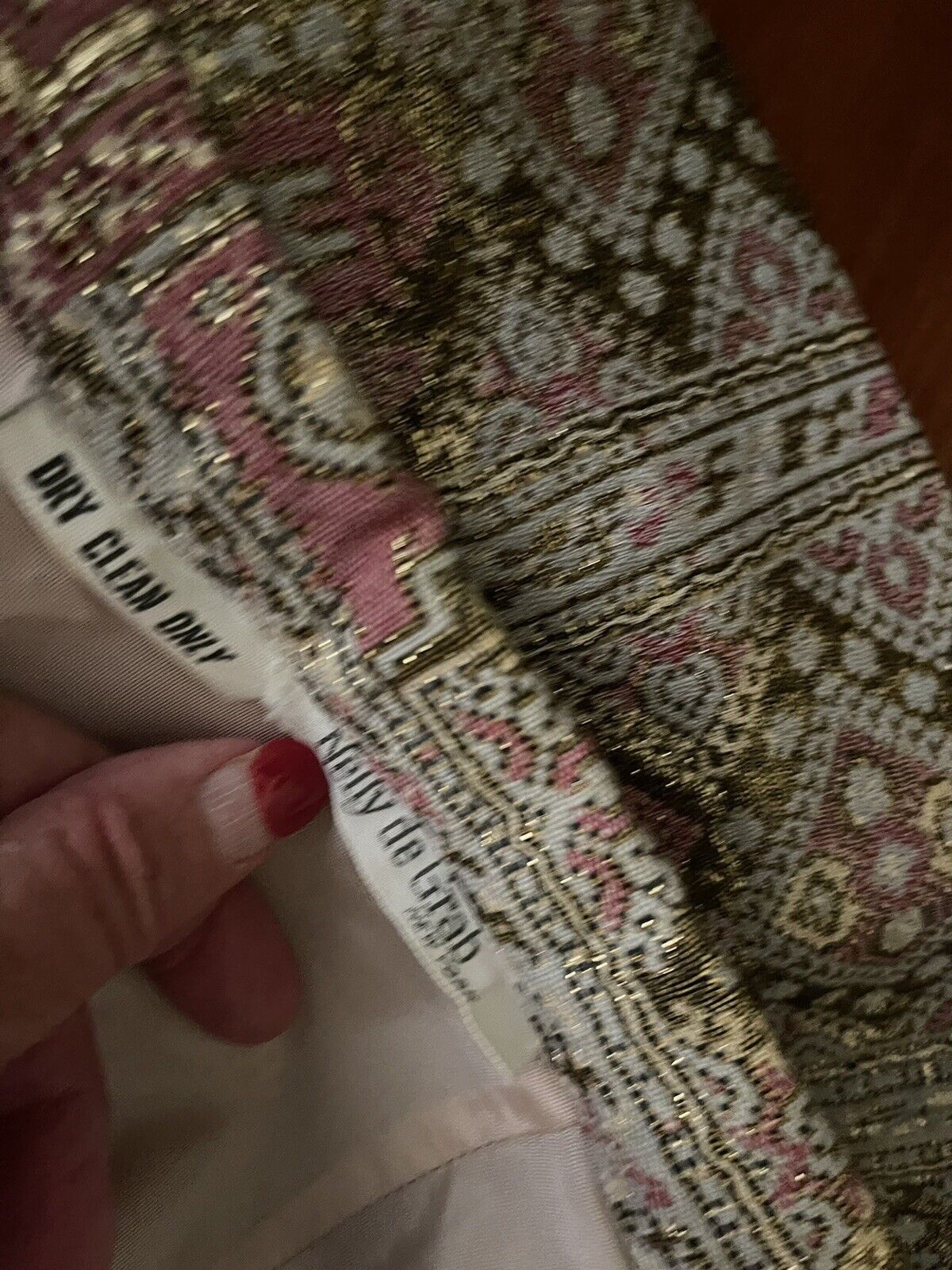 VINTAGE BROCADE SKIRT/ Gold Thread / NELLE DEGRAB NEW YORK/waist 27” - Fresh Stock Dated March 2026