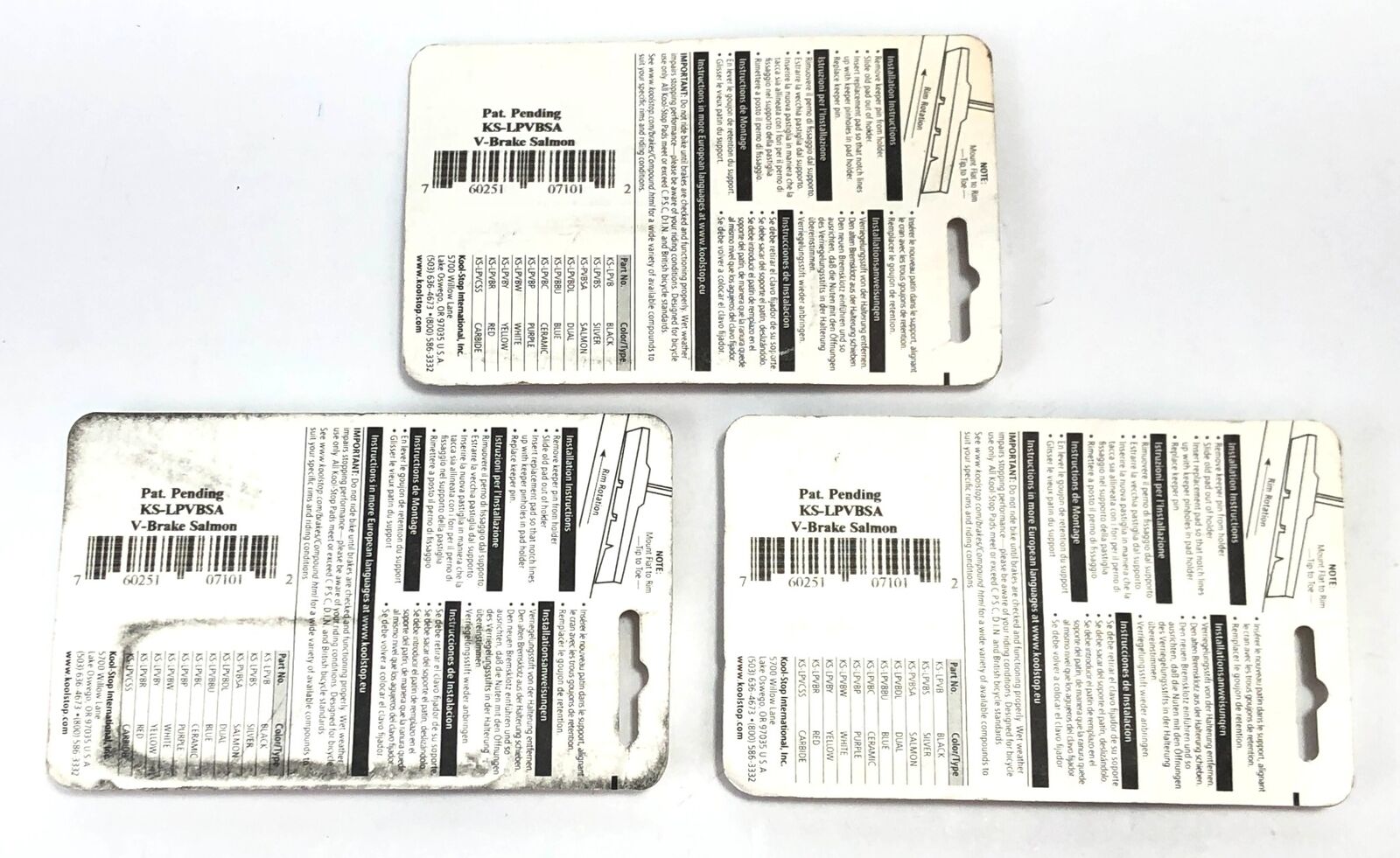 Koolstop KS-LPVBSA Linear Pull V-Type Replacement Brake Pads 2-Pins Set of 3 - Fresh Stock Dated February 2026