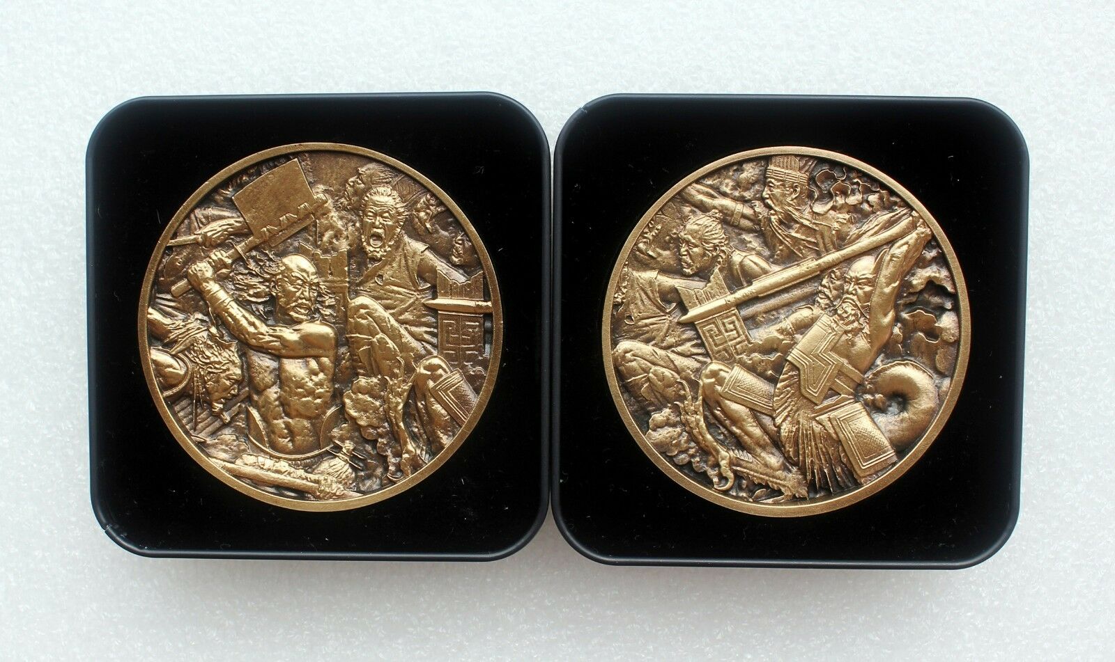 A Pair of 2017 China 80mm Brass Medals - Battle of Zhuolu - Fresh Stock Dated February 2026