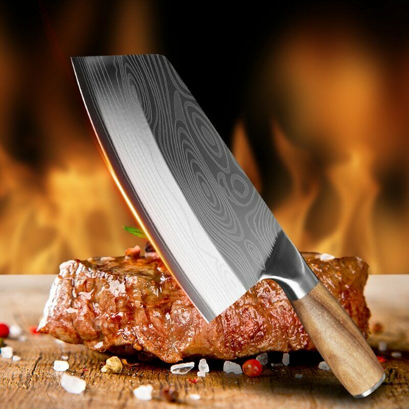 Butcher Knife Stainless Steel Kitchen Knife Japanese Damascus Meat Cleaver Chef - Fresh Stock Dated January 2026
