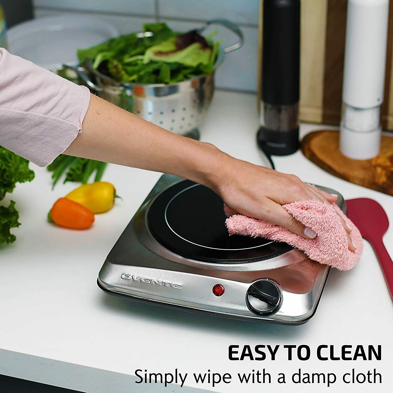 Ovente Electric Glass Infrared Burner 7 Inch Single Hot Plate Silver BGI101S - Fresh Stock Dated February 2026