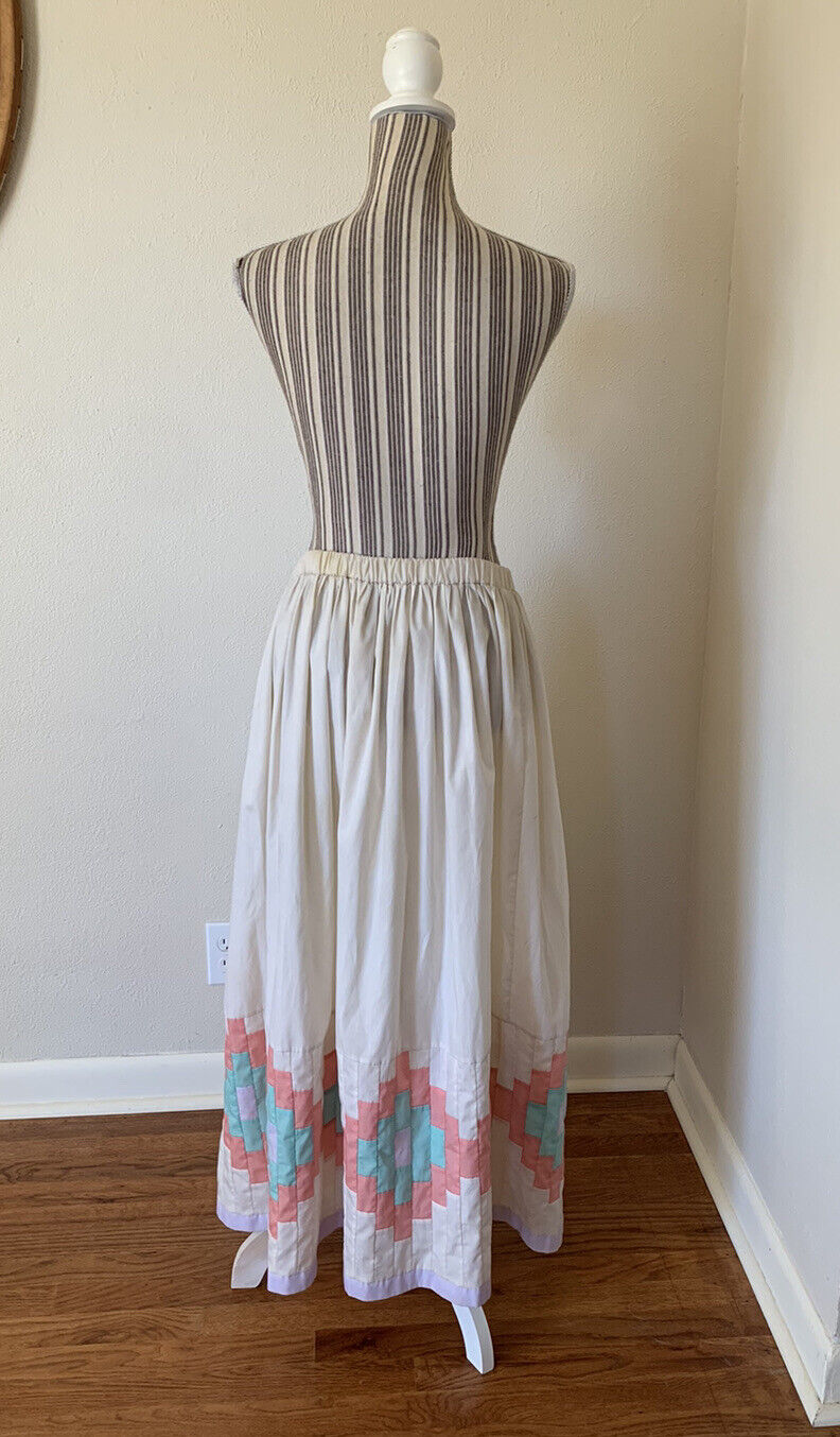 Vintage 80s Quilt Skirt Cottage core Womans L - Fresh Stock Dated March 2026