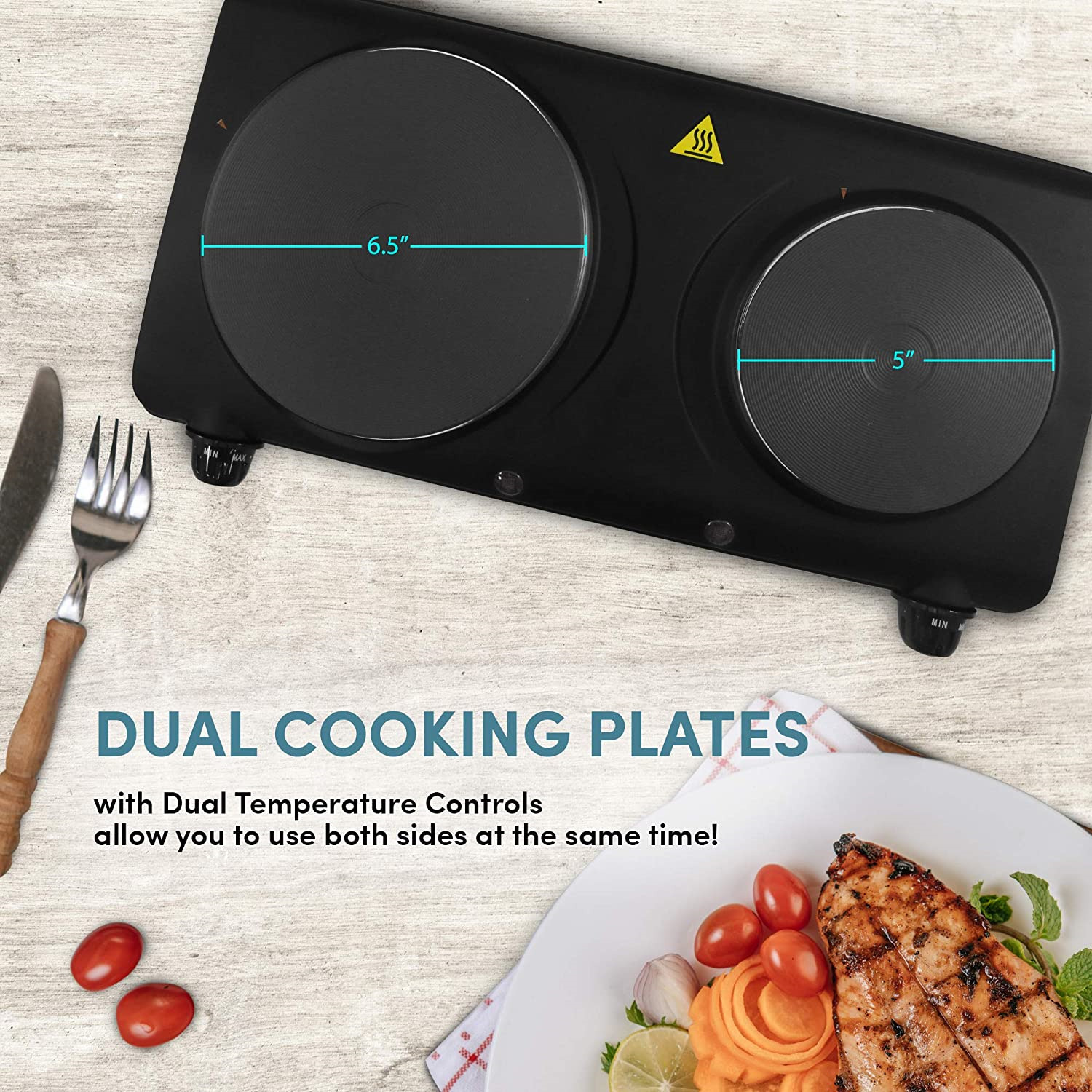 Portable Small Electric Stove Top 2 Burners Range Double Hot Plate Countertop - Fresh Stock Dated February 2026