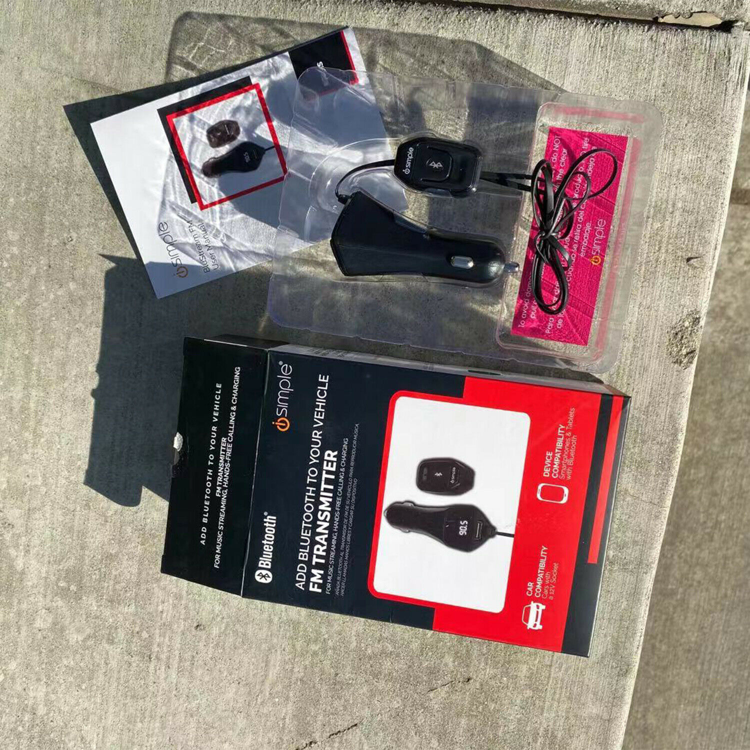 iSimple 3m BluStream Bluetooth FM Modulator Black BT43IS Hands Music Stream - Fresh Stock Dated December 2025