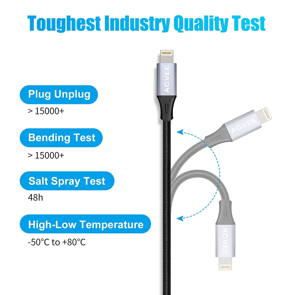 AGVEE [2 Pack 4 inch] 30W USB-C Female to Lightning Cable Adapter, Dark Gray - Fresh Stock Dated February 2026