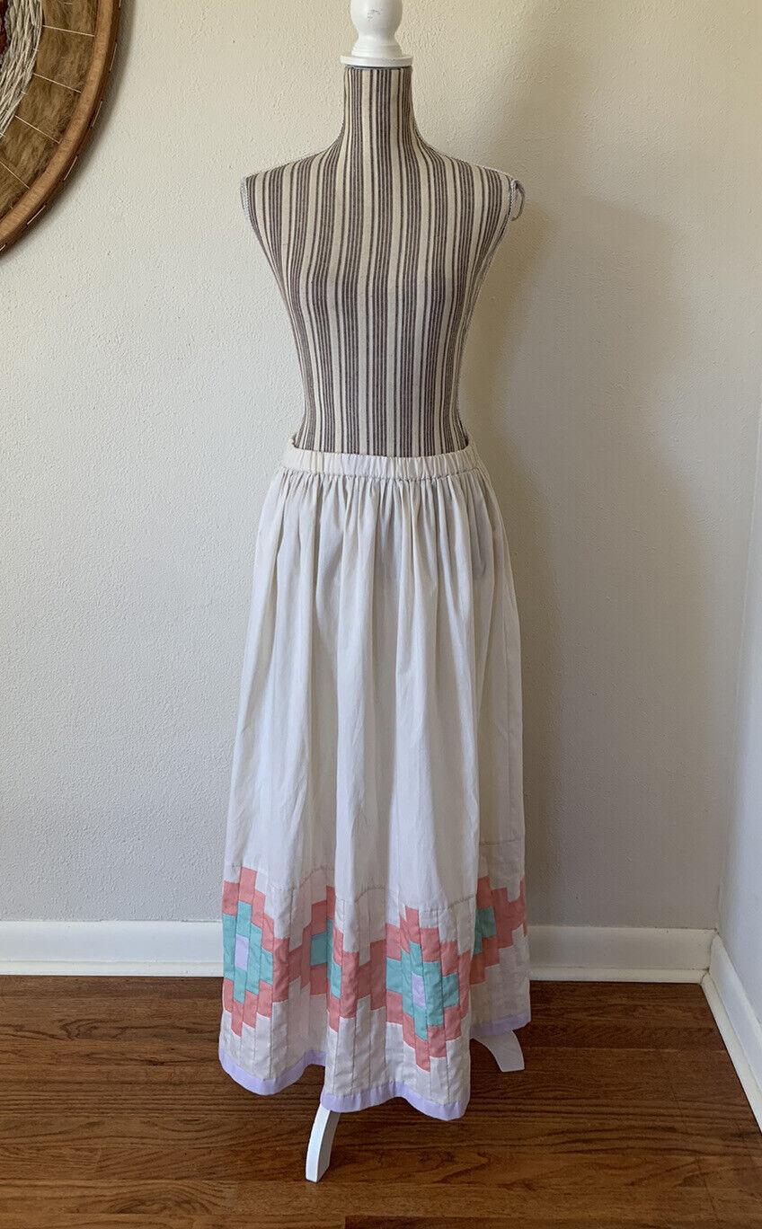 Vintage 80s Quilt Skirt Cottage core Womans L - Fresh Stock Dated March 2026