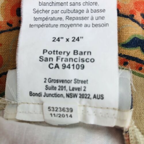 Pottery Barn GISELA Euro Corded Shams 24 x 24 Orange Blue Mediterrean Old World - Fresh Stock Dated December 2025