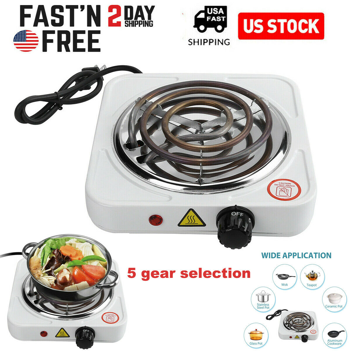 Portable Electric Single Burner Hot Plate Cooktop RV Dorm Countertop Stove 1000W - Fresh Stock Dated February 2026