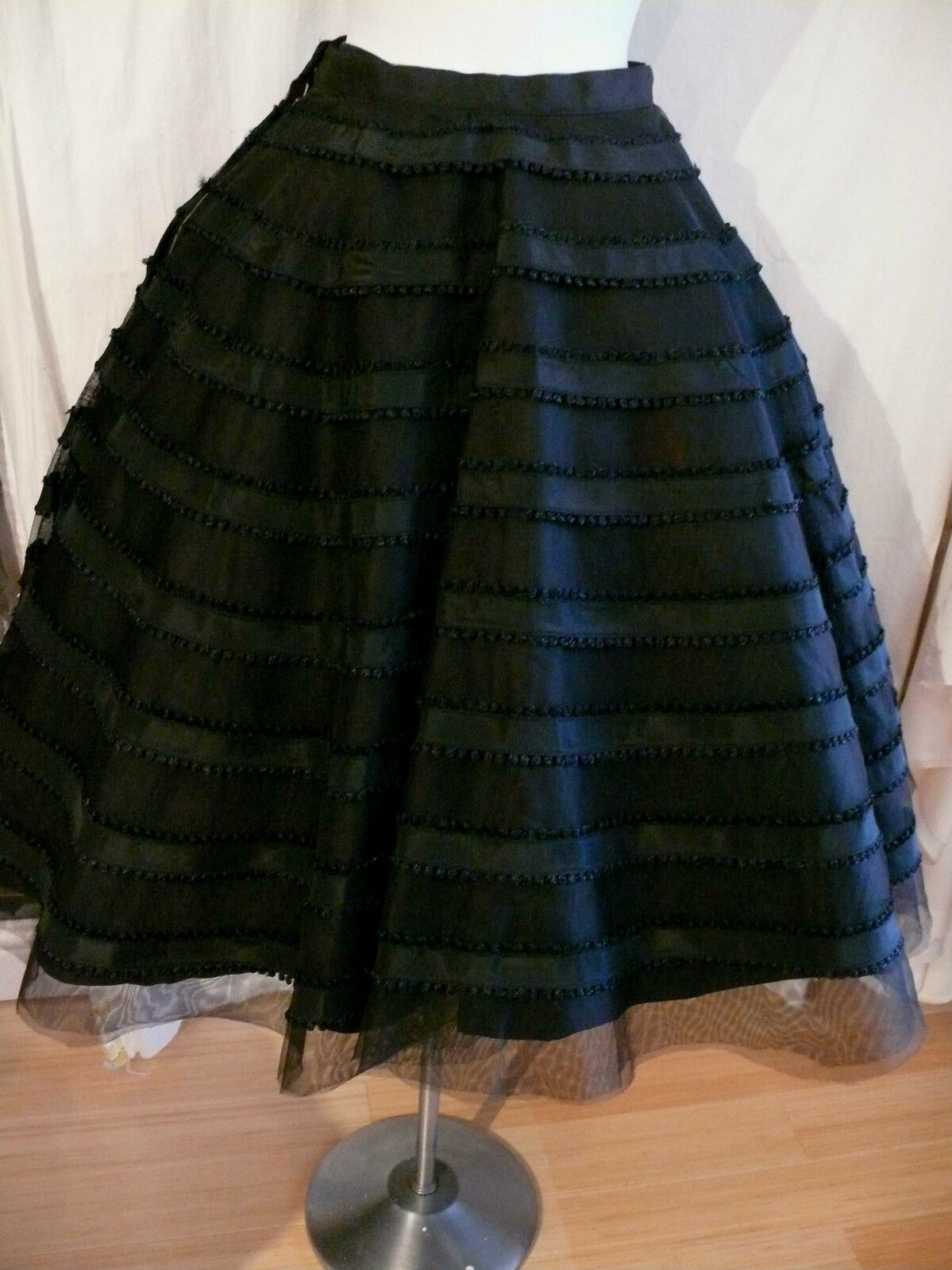 1950`s Black Full Circle  Skirt  Silk Blend Taffeta Tulle  Big Band  Classic - Fresh Stock Dated February 2026