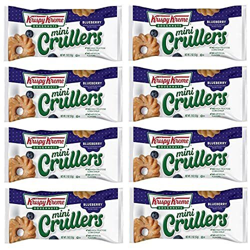 Krispy Kreme Blueberry Mini Crullers 2 oz (Pack of 8) - Fresh Stock Dated February 2026
