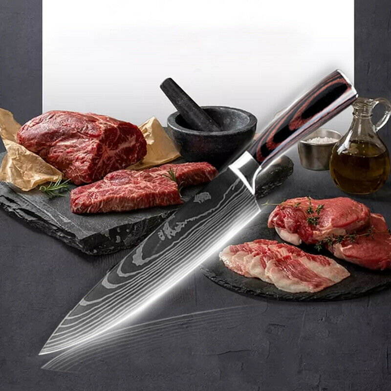 4Pcs Kitchen Knife Set Damascus Pattern Stainless Steel Professional Chef Knives - Fresh Stock Dated December 2025