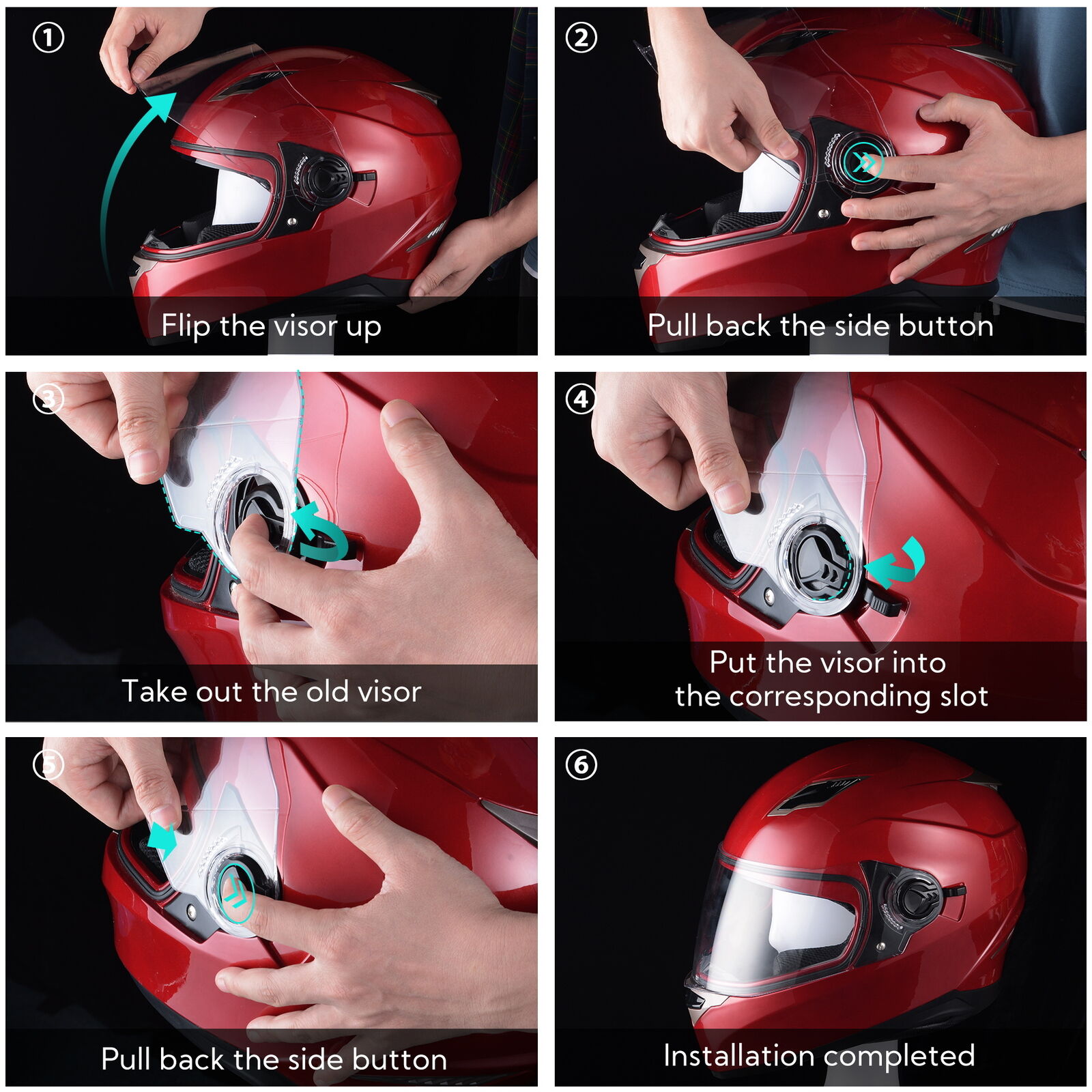 AHR RUN-F Replacement Flip Up Helmet Front Visor Solid PC Face Shield - Fresh Stock Dated February 2026