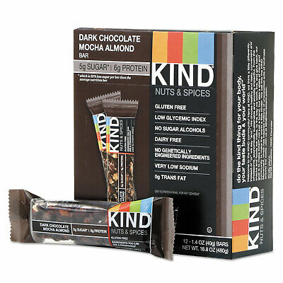 KIND Nuts and Spices Bar Dark Chocolate Mocha Almond 1.4 oz Bar 12/Box 18554 - Fresh Stock Dated December 2025