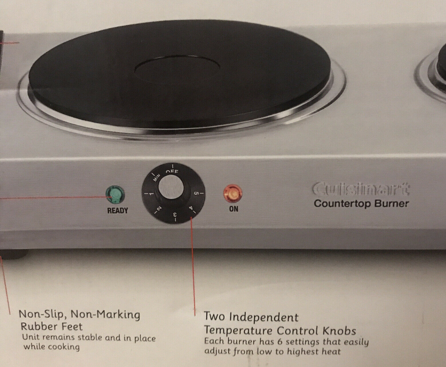 CUISINART CB-60 Cast-Iron Double Burner, Stainless Steel Portable Countertop NEW - Fresh Stock Dated February 2026