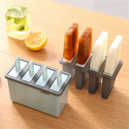 4 Cell Silicone Popsicle Mold Frozen Ice Cream Mould Pop Lolly Tray Ice Making - Fresh Stock Dated December 2025