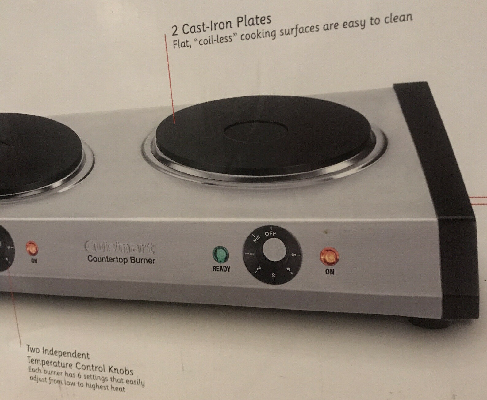 CUISINART CB-60 Cast-Iron Double Burner, Stainless Steel Portable Countertop NEW - Fresh Stock Dated February 2026