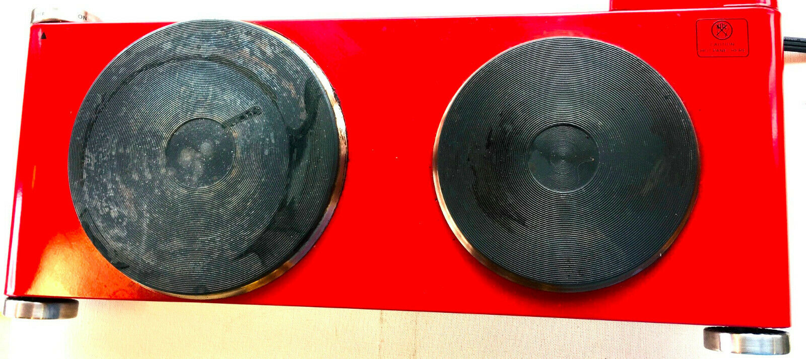 Ginny's Red Double Burner Cast Iron Plate 1800 W Tabletop Cooks Portable Tested - Fresh Stock Dated December 2025