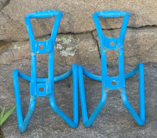 Pair RARE Vintage RALEIGH Alloy SKY BLUE Water Bottle Cages PORTE-BIDON - Fresh Stock Dated December 2025