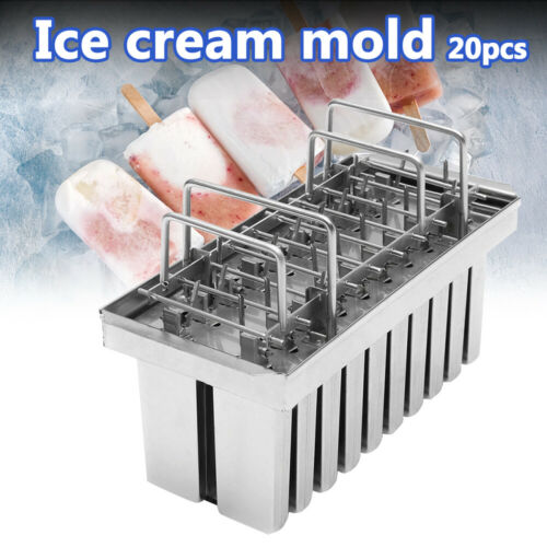 20pcs Stainless Steel Ice Cream Sticks Molds Pop Lolly Popsicle Mold Pop Holder - Fresh Stock Dated February 2026