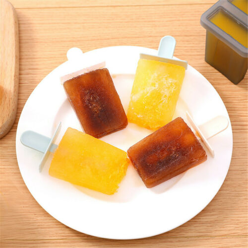4 Cell Silicone Popsicle Mold Frozen Ice Cream Mould Pop Lolly Tray Ice Making - Fresh Stock Dated December 2025