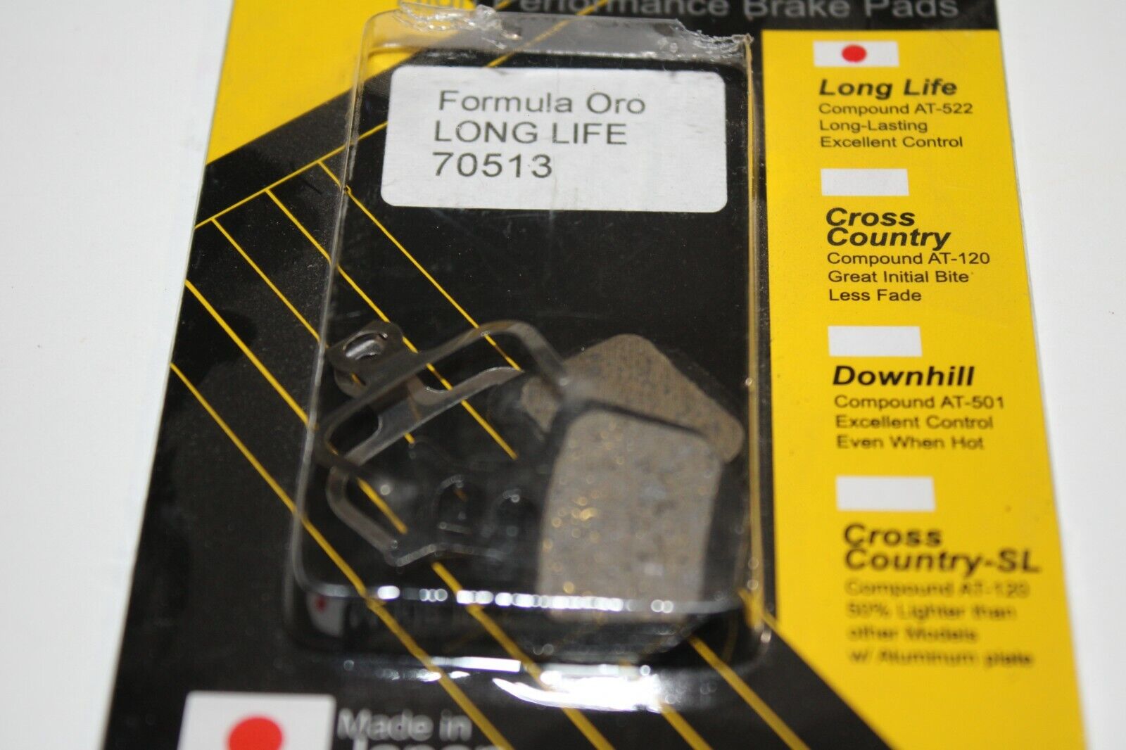 Yokozuna Bicycle Disc Brake Pads Formula Oro Long Life 70513 AT522 Free Shipping - Fresh Stock Dated February 2026