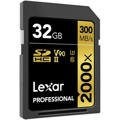Lexar Professional 32GB 2000x UHS-II SDXC Memory Card Up to 300MB/s without Read - Fresh Stock Dated February 2026