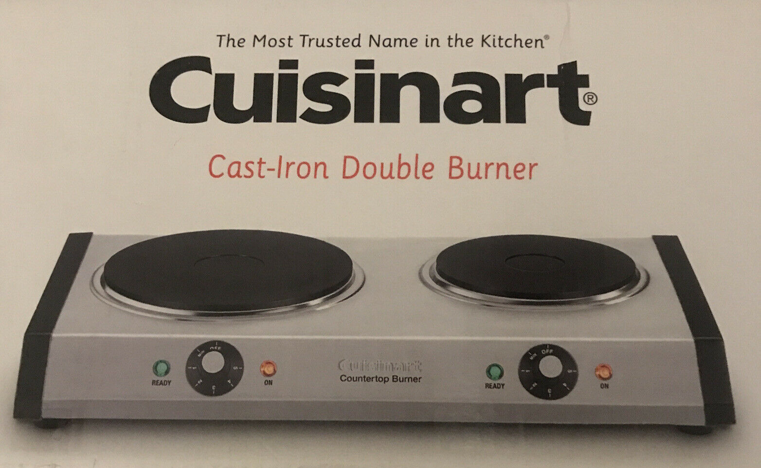 CUISINART CB-60 Cast-Iron Double Burner, Stainless Steel Portable Countertop NEW - Fresh Stock Dated February 2026