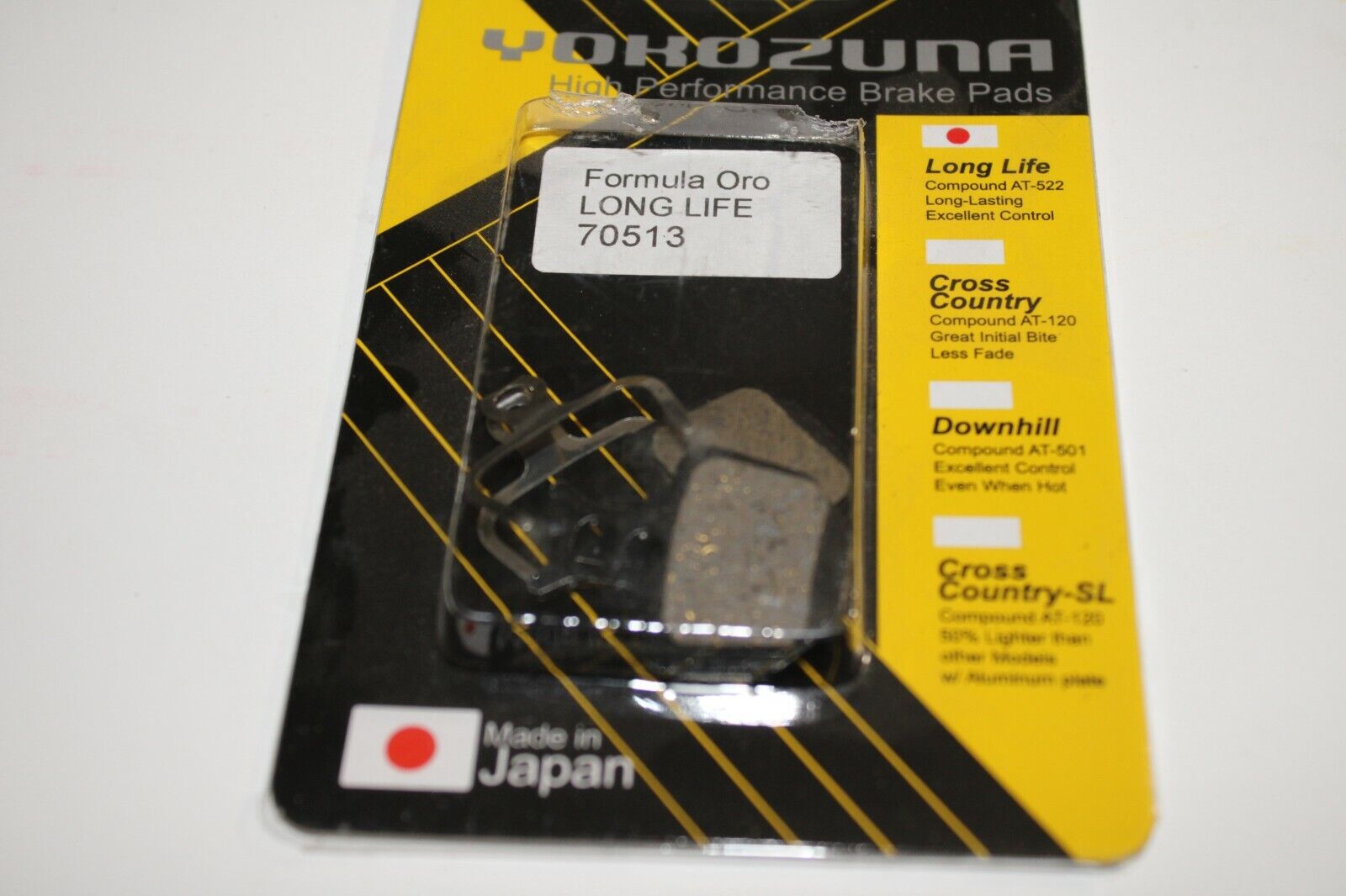 Yokozuna Bicycle Disc Brake Pads Formula Oro Long Life 70513 AT522 Free Shipping - Fresh Stock Dated February 2026