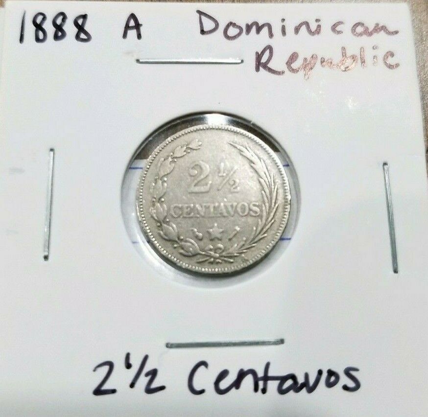 1888 Dominican Republic A 2 1/2 Centavos Coin KM# 7 REPUBLICA DOMINICANA - Fresh Stock Dated February 2026