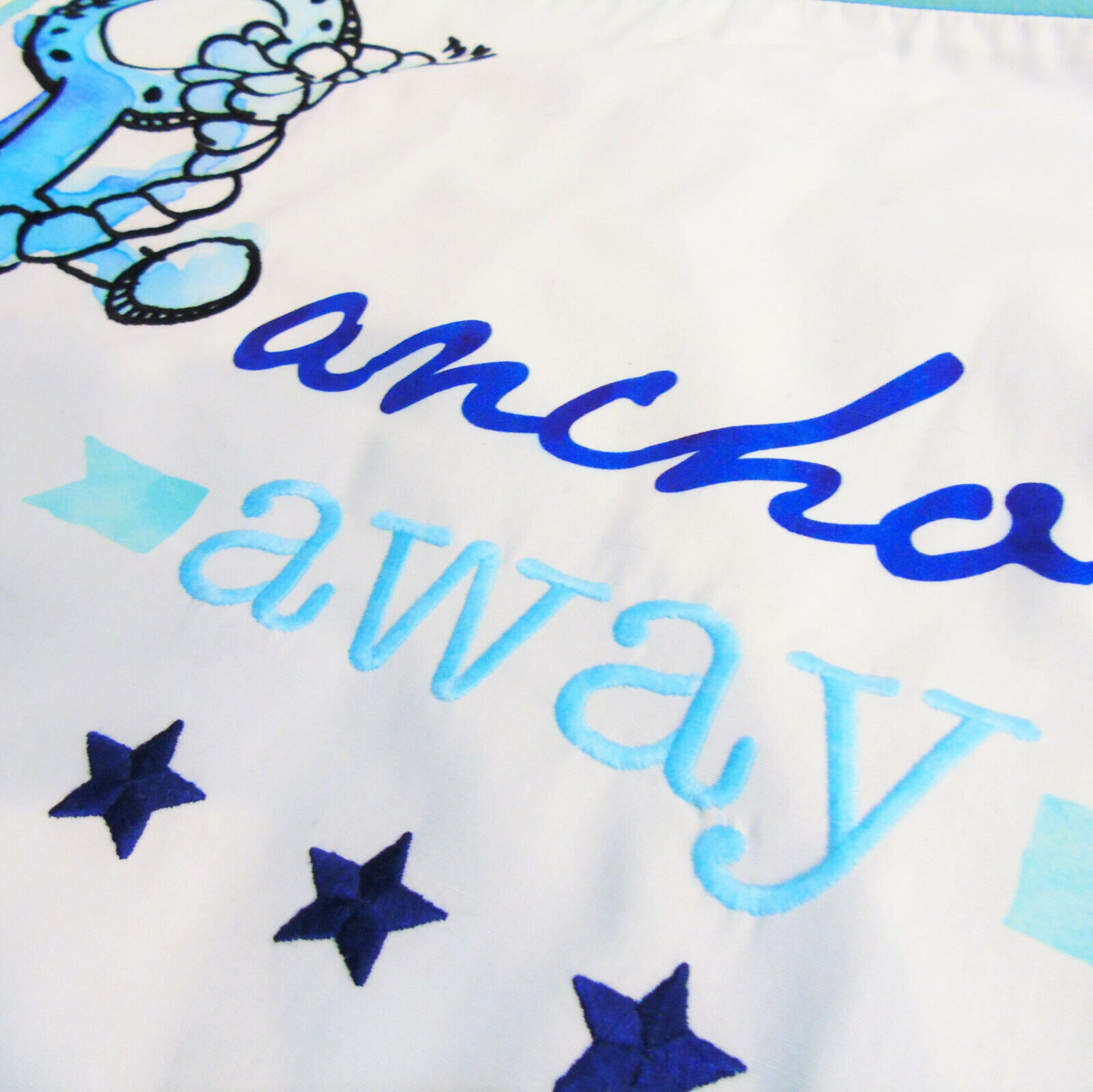 PB COASTAL PHRASE PILLOW COVER 18x18 Anchors Away Nautical Teal Purple Display - Fresh Stock Dated December 2025