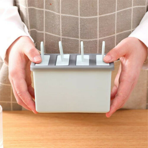 4 Cell Silicone Popsicle Mold Frozen Ice Cream Mould Pop Lolly Tray Ice Making - Fresh Stock Dated December 2025