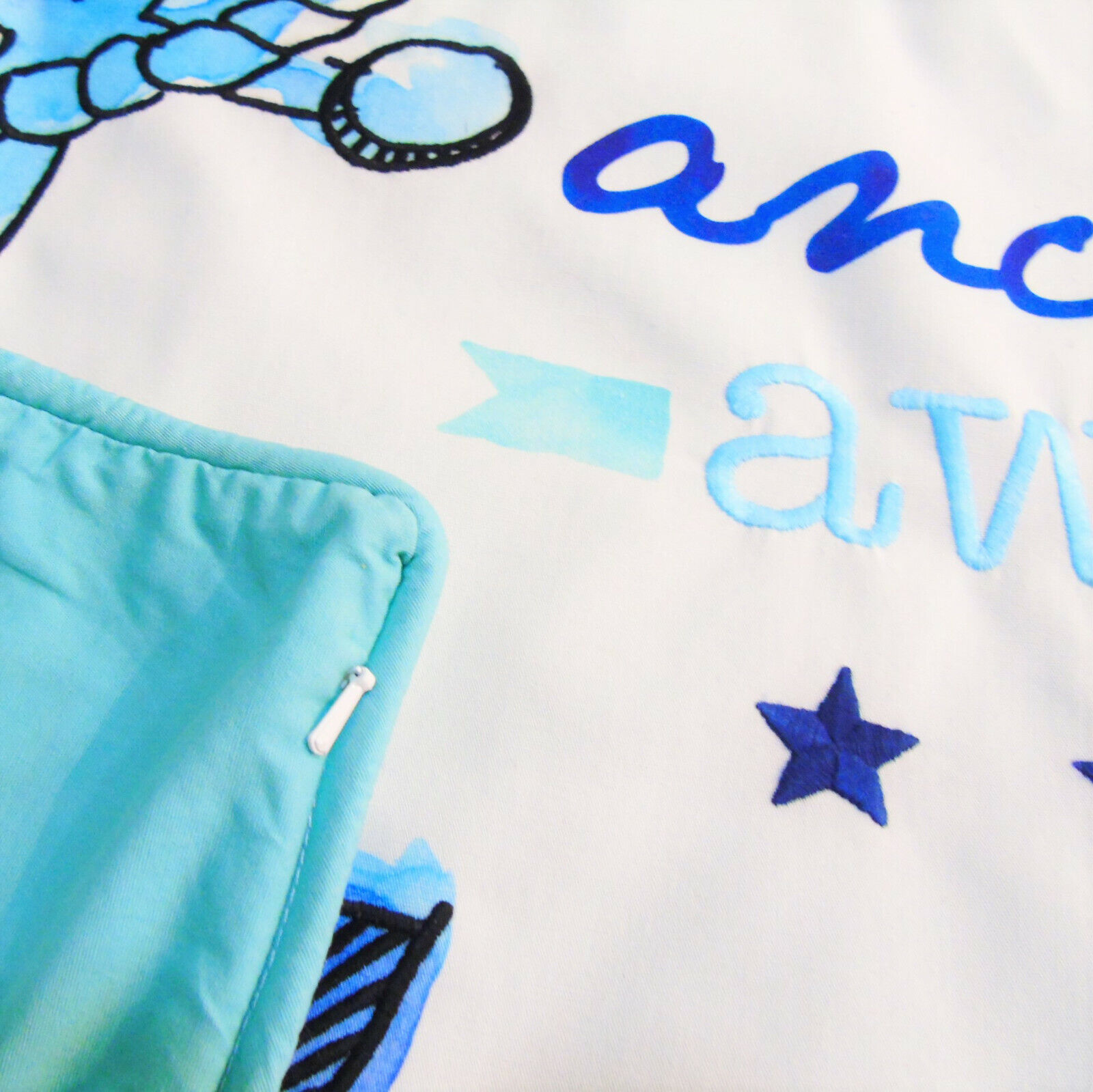 PB COASTAL PHRASE PILLOW COVER 18x18 Anchors Away Nautical Teal Purple Display - Fresh Stock Dated December 2025