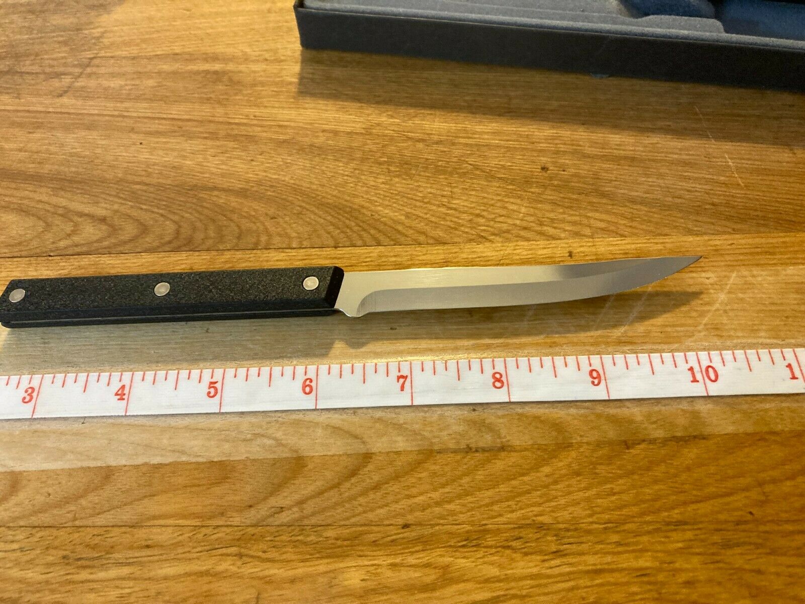 Vintage Rada Cutlery Steak Knives Stainless Steel W/ 3 Rivet Black Alum. Handles - Fresh Stock Dated December 2025