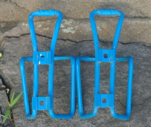 Pair RARE Vintage RALEIGH Alloy SKY BLUE Water Bottle Cages PORTE-BIDON - Fresh Stock Dated December 2025