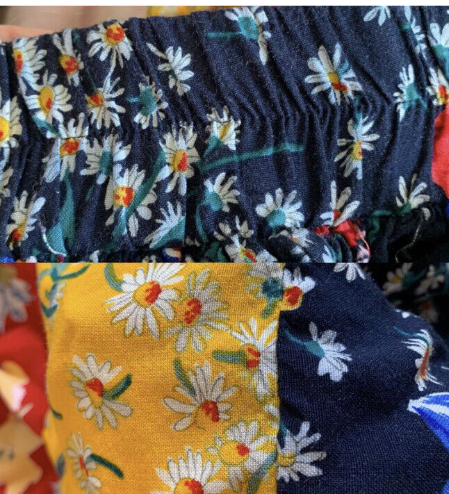 vintage 90s does 70s colorblock floral tiered maxi skirt S/M - Fresh Stock Dated March 2026