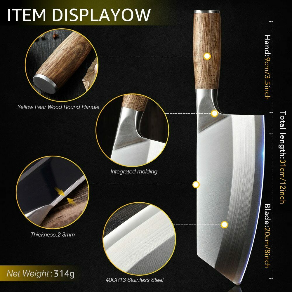Butcher Knife Stainless Steel Kitchen Knife Japanese Damascus Meat Cleaver Chef - Fresh Stock Dated January 2026