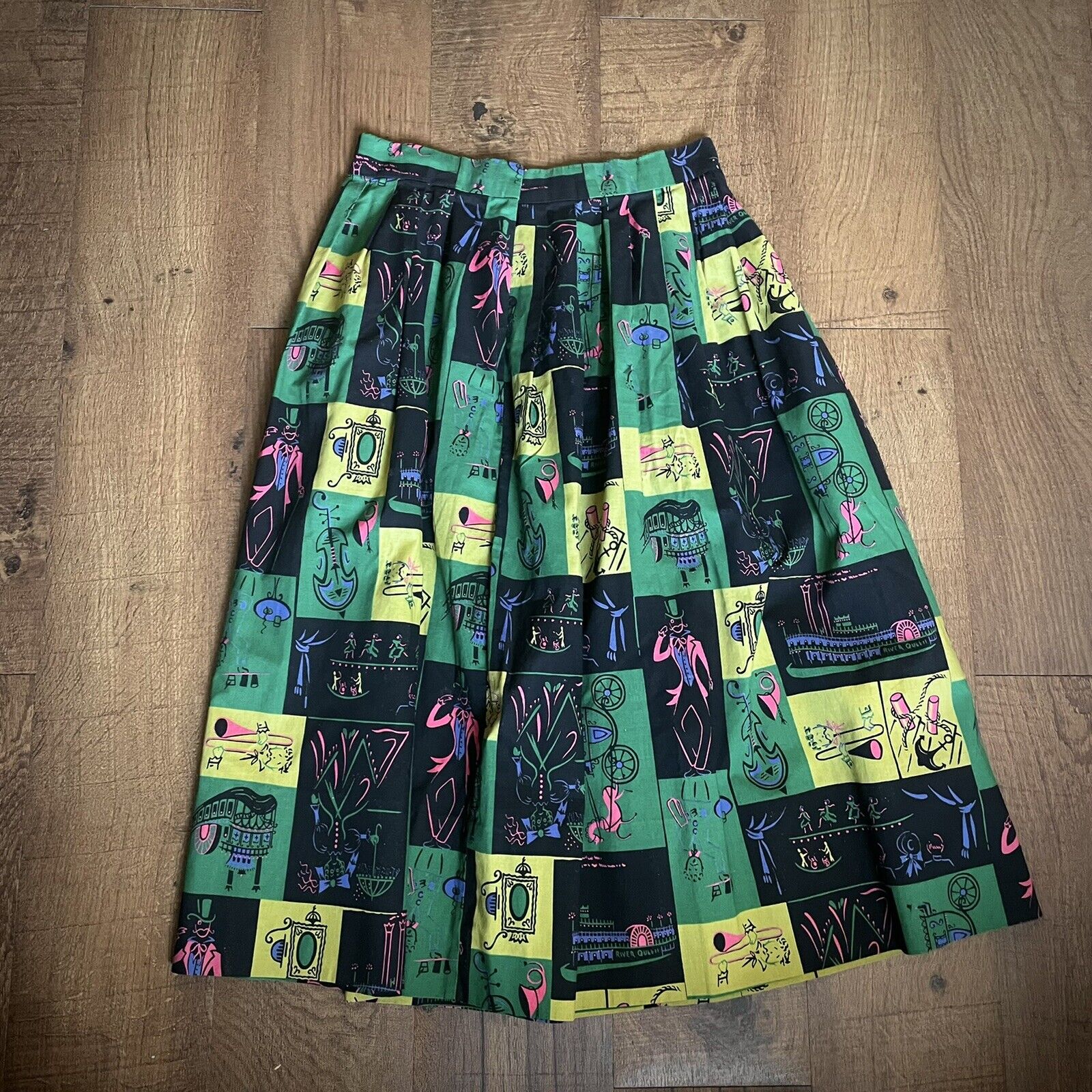 Vintage 1950’s Novelty Print Skirt AAA Artist New Orleans Jazz - Fresh Stock Dated March 2026