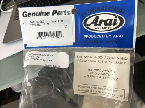 ARAI Genuine Tint Visor Dark Smoke Rx-7 Corsair V Vector Quantum Chaser V - Fresh Stock Dated February 2026
