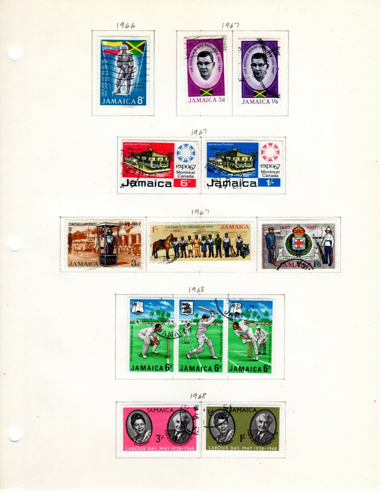 Jamaica Scott 249//270 Used on 2 Album Pages Issued 1966-1968 - Fresh Stock Dated February 2026