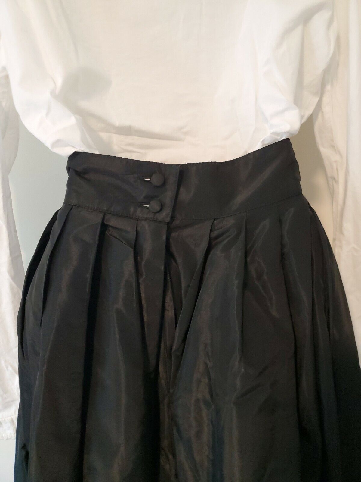 Vtg Laura Ashley Black Victorian Skirt Knife-Pleated Midi High Waist Size 10 - Fresh Stock Dated March 2026