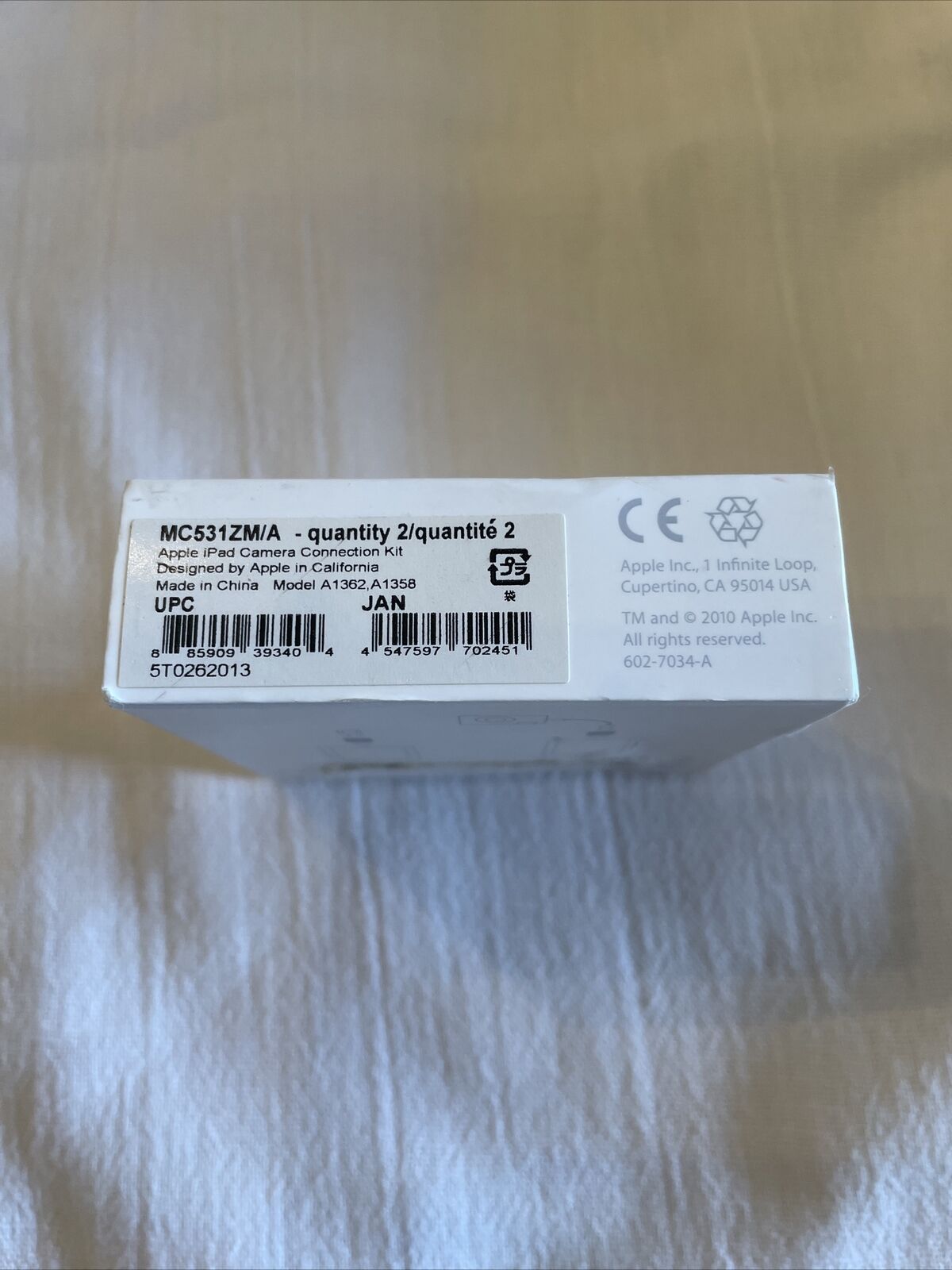 Apple iPad Camera Connection Kit Model A1362, A1358 MC531ZM/A - Fresh Stock Dated February 2026