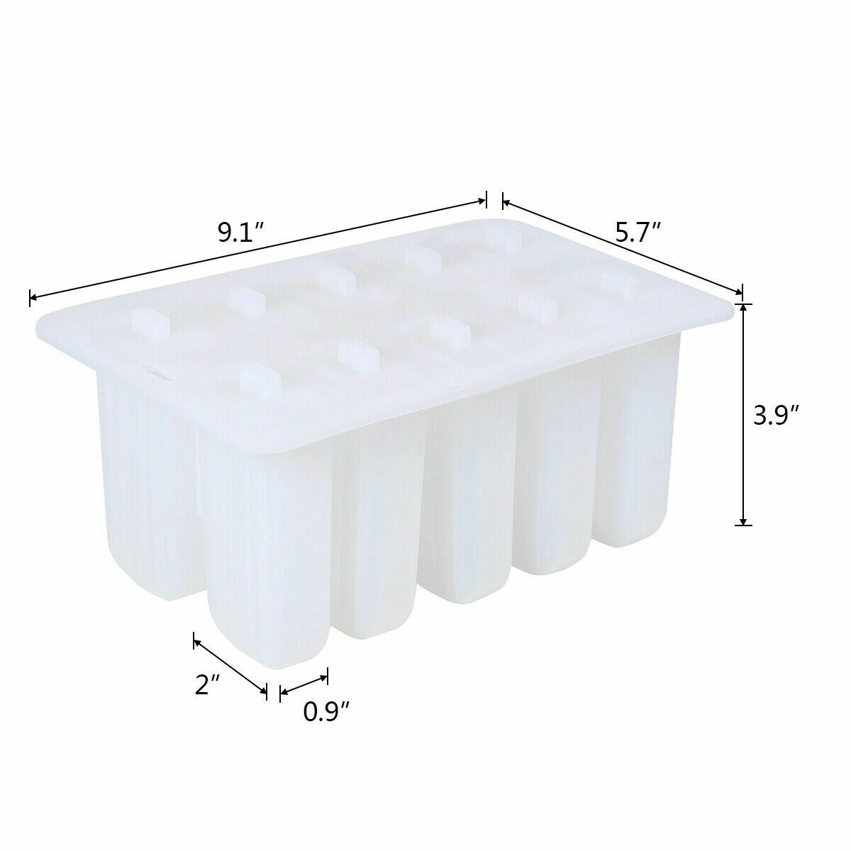 10-Cell Reusable Silicone Ice Pop Molds Easy Release Popsicle Maker w/50 Sticks - Fresh Stock Dated December 2025