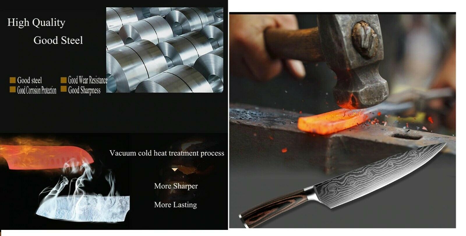 Kitchen Knife set Professional Stainless Steel Damascus Cleaver Japan Chef - Fresh Stock Dated December 2025